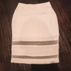 Moon Midi Skirt Small White High-waisted Transparent Panels